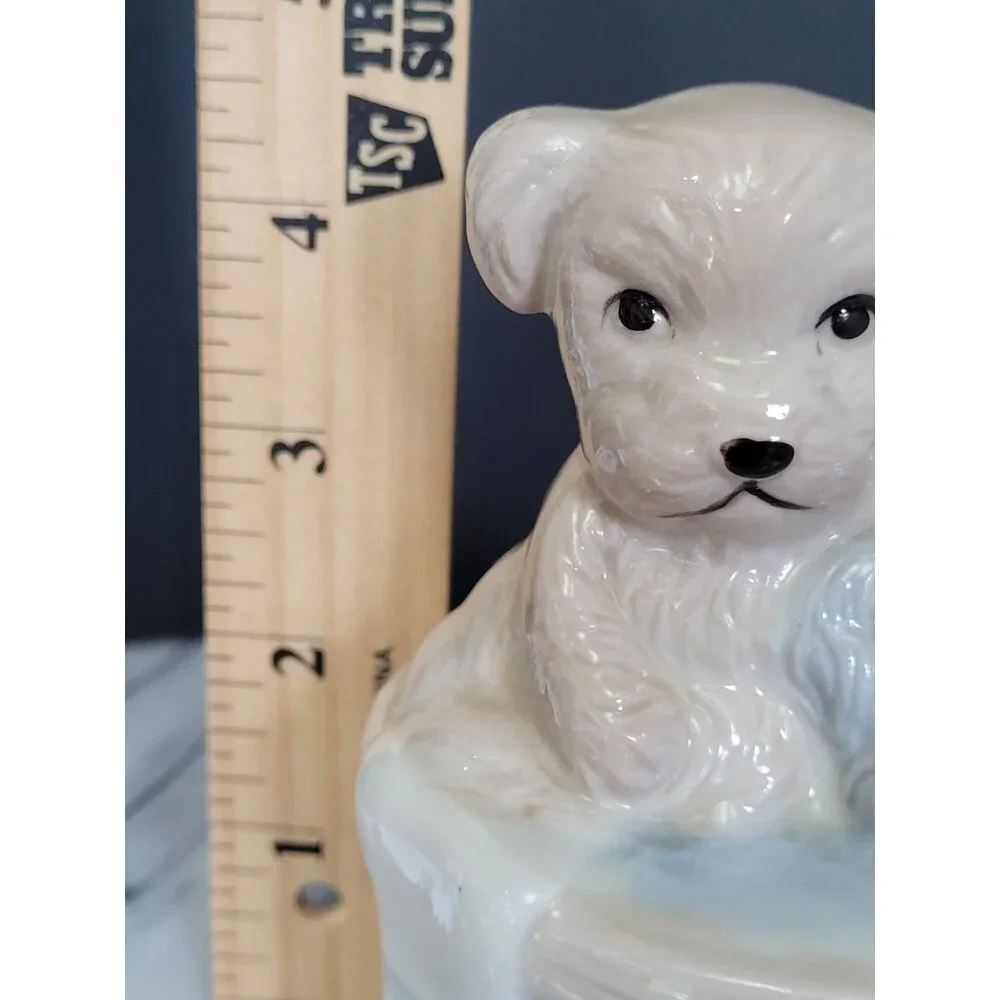 Vintage Ceramic Puppy‎ Figurine In Bathtub By Artmark Japan Collectible